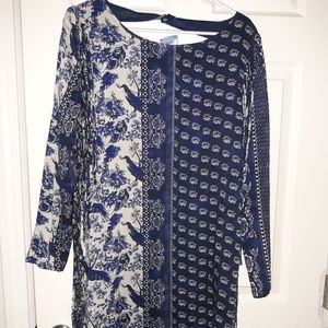 Beautiful backless blue/cream dress